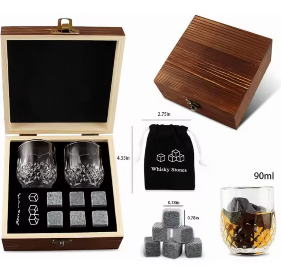 VASOS + PIEDRAS ENFRIADORAS WHISKY