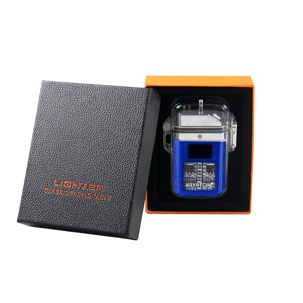 Encendedor impermeable de Plasma - Doble Arco - Electrónico recargable Y Linterna LED incorporada - Color Azul