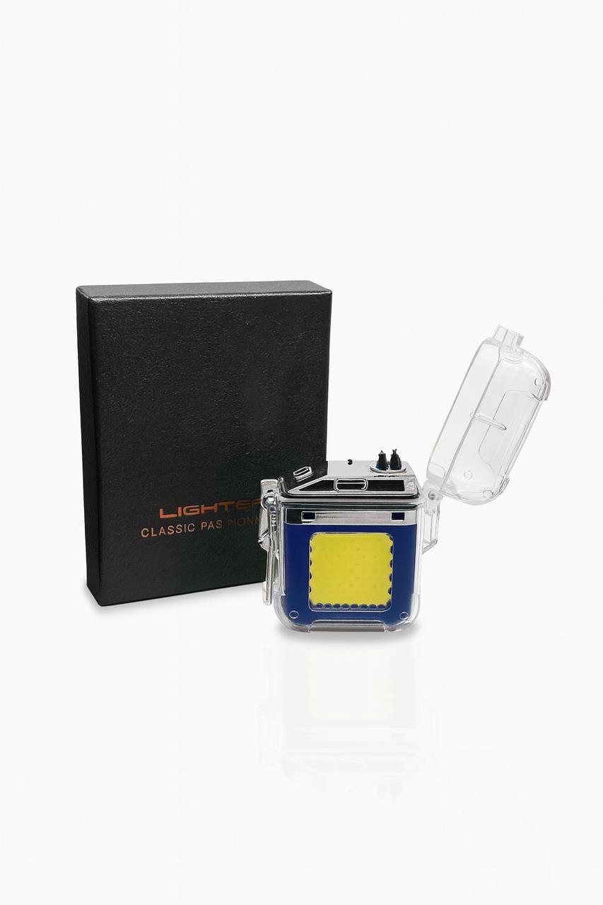 Encendedor impermeable de Plasma - Doble Arco - Electrónico recargable Y Linterna LED incorporada - Color Azul