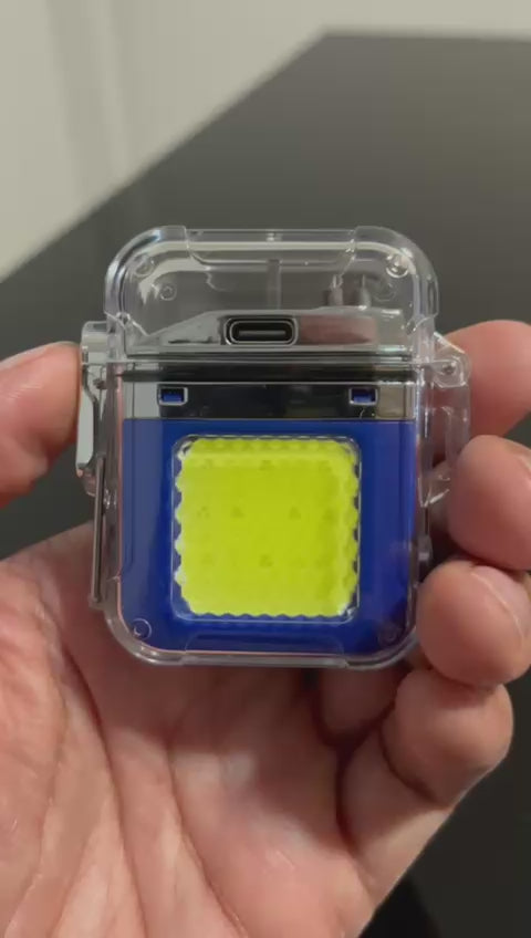 Encendedor impermeable de Plasma - Doble Arco - Electrónico recargable Y Linterna LED incorporada - Color Azul
